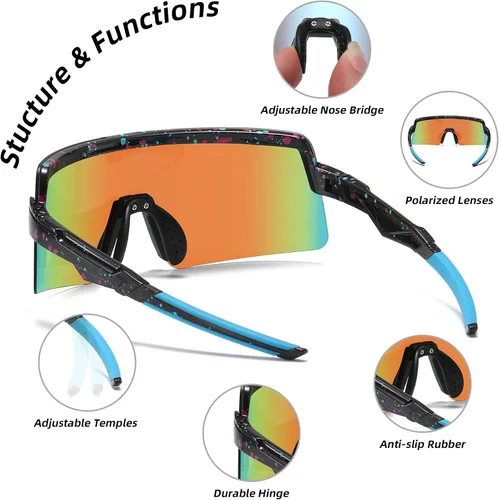 Miniatura 6 de OMEKOL Dos tamaños para adultos y jóvenes, lentes de sol polarizados para hombres y mujeres, para deportes al aire libre, gafas de béisbol UV400