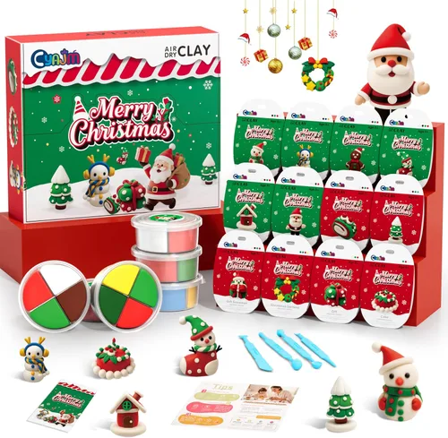 Miniatura 11 de Kits de arcilla seca al aire – 12 cajas de arcilla mágica de modelado para niños, juego de manualidades de arcilla para moldear temática