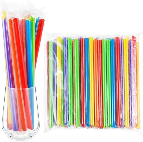 Miniatura 21 de Tessco for you 600 piezas de 25 cm de pajitas jumbo para batidos a granel de 10 mm de plástico desechable con burbujas de té de boca ancha envueltas