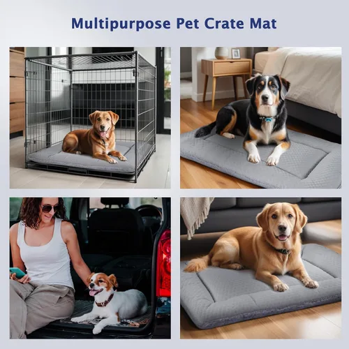 Miniatura 4 de Tapete de cama para perro, almohadilla reversible para jaula, almohadilla suave para perrera, tapete lavable para jaula de perro (fresco y cálido)