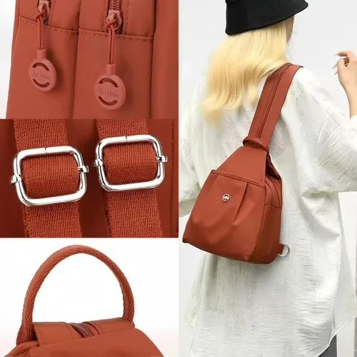 Miniatura 2 de Bolsa de viaje impermeable de 2 vías, mochila convertible, bolsa de trabajo antirrobo para mujer, 11.8x8.3x5.5 in, Azul, Grande, Minimalista