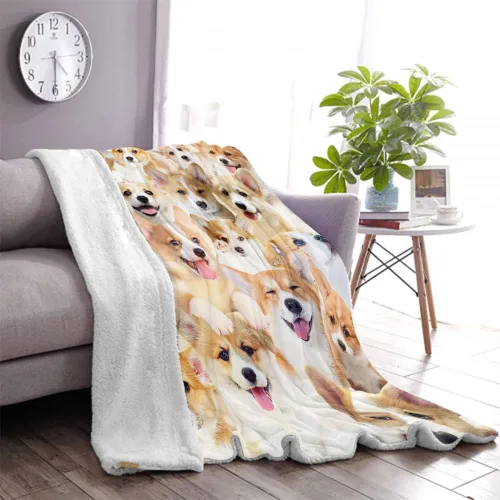 Miniatura 2 de Manta de regalo Corgi, manta de perro de dibujos animados para amantes, niños, niñas, adultos, bonita decoración de cachorro, 50 x 60 pulgadas