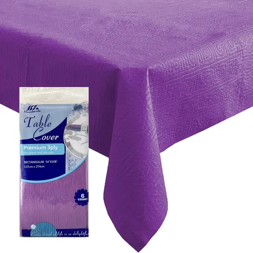 Miniatura 19 de [Paquete de 6] Manteles Cuadrados Negros de 54x54 Pulgadas, Mantel de Mesa de Papel Desechable para Mesas Cuadradas y Redondas, Cubierta de Mesa
