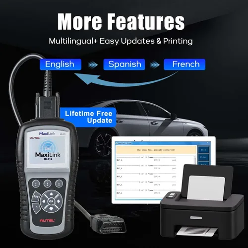 Miniatura 7 de Autel MaxiLink ML619 OBD II Escáner - Igual que AL619, herramienta de diagnóstico ABS y SRS para vehículos de más de 1996, hasta AL519 ML519, lector