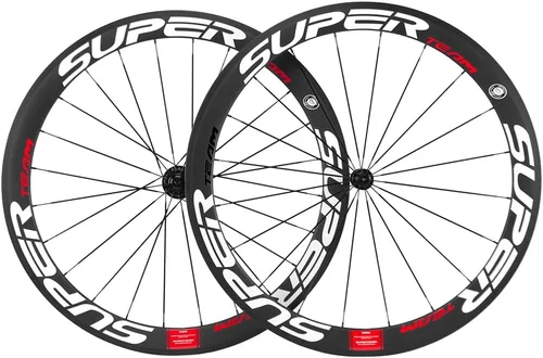 Miniatura 2 de Superteam Ruedas de Bicicleta de Carretera de Fibra de Carbono 700C, Juego de Ruedas Clincher de 50mm, Mate de 23 de Ancho Calcomanía blanca.