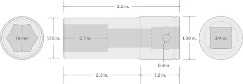 Miniatura 5 de TEKTON Unidad de 3/4 pulgadas x 0.748 in de profundidad de 6 puntos de enchufe SHD33119