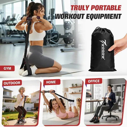 Miniatura 6 de Banda de resistencia mejorada de pedal con asas, bandas de resistencia para pedal de pie para mujeres, entrenamiento de piernas y abdominales