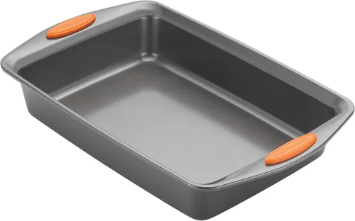 Miniatura 9 de Rachael Ray Utensilios para hornear, molde antiadherente para hornear / pasteles con tapa y agarres, rectangular, 9 x 13 pulgadas, gris Gris