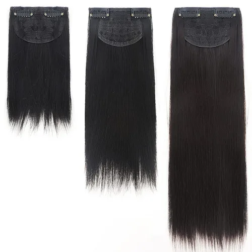 Miniatura 6 de Extensión de cabello sintético sin costuras con clip para cabello fino para mujeres, 7.9 in, marrón claro