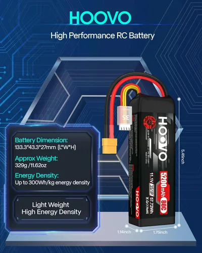 Miniatura 3 de HOOVO Batería LiPo 11.1V 3S 5200mAh 80C Softcase RC Batería XT60 Enchufe para RC Car RC Truck Avión Helicóptero Barco Carreras RC Hobby