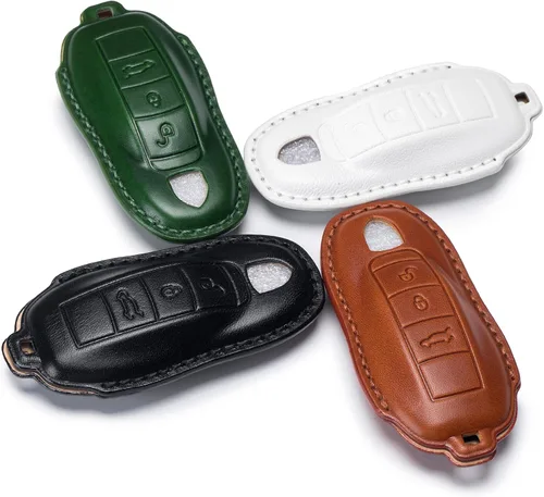Miniatura 4 de para Funda de Llavero de Cuero Genuino con Keychain, Protector de Estuche de Llaves de Cuero Compatible con Panamera, 911, Cayenne, Macan