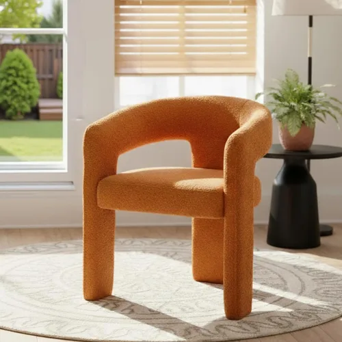 Miniatura 21 de Hyfirm Sillas de Comedor Modernas Tipo Barril Juego de 1, Cómoda Silla de Comedor de Acento Tapizada en Chenilla con Brazo para Cocina Sala de Estar