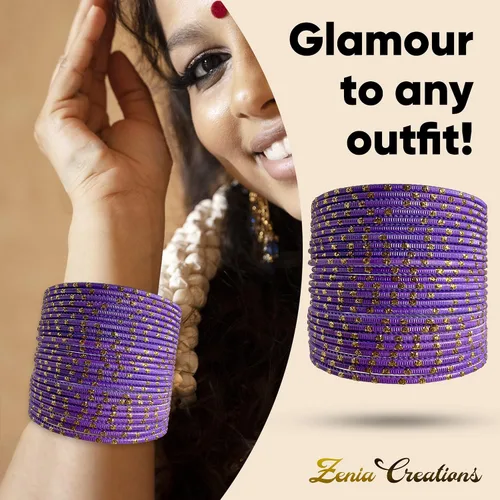 Miniatura 2 de Zenia Creations - Juego de pulseras de metal de 24 piezas, joyería étnica india para bodas, fiestas y uso diario de moda, pulseras coloridas