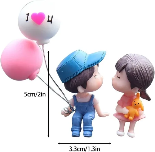 Miniatura 2 de MiOYOOW 4 piezas de adornos de pareja de coche, adornos de coche de globo de parejas de dibujos animados mini, lindos accesorios de tablero