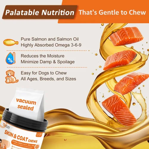 Miniatura 6 de NATURE TARGET Aceite de pescado Omega 3 para perros, suplemento para la piel y el pelaje de aceite de salmón para perros, alivio de la picazón