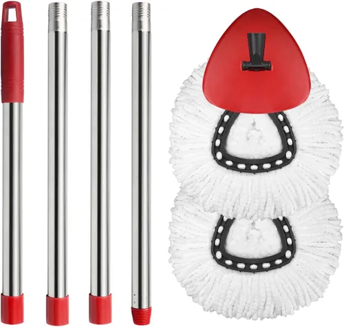 Miniatura 8 de Cabezal de repuesto para mopa giratoria HiBaby, base, mango compatible con el juego de mopa Ocedar EasyWring de 1 tanque de microfibra, 2 cabezales