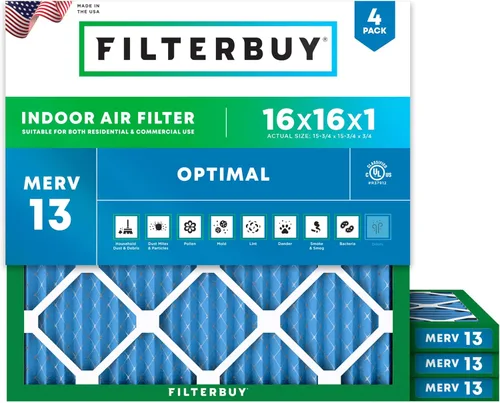 Miniatura 73 de Filterbuy Filtro de aire MERV 13 de 8 x 14 x 1 pulgadas, protección óptima contra el humo y la alergia (paquete de 4), filtros electrostáticos