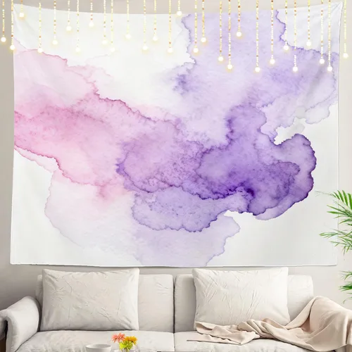 Miniatura 46 de Shrahala Tapiz de pared azul brillante, acuarela azul degradado para colgar en la pared, tapiz grande decorativo de fibra de poliéster, dobladillo