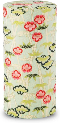Miniatura 28 de NOREN Lata de Té Japonés (Papel Yuzen Washi), Tamaño de 3.5 oz Hecho en JAPÓN con Tapa Interior Incluida Hermética a Prueba de Humedad/Frasco