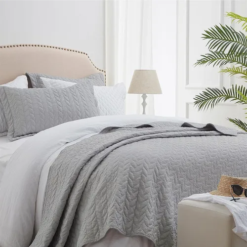 Miniatura 22 de SunStyle Home Colchas Tamaño Queen Verde Oliva, Cubrecamas Edredón Ligero, Juego de Ropa de Cama Tamaño Full Queen, Colcha Coverlet con Costuras 01