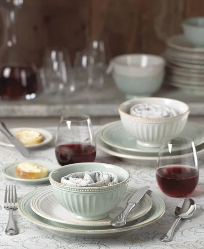 Miniatura 4 de Lenox French Perle Groove Vajilla, gres, ajuste de platos de 12 piezas