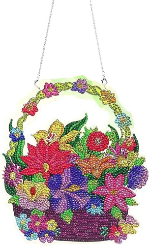 Miniatura 10 de YEESAM ART Kit de decoración de Navidad con diamantes de imitación 5D, cesta de flores de mariposa de 7.5 x 9.1 in, arte de diamantes de imitación