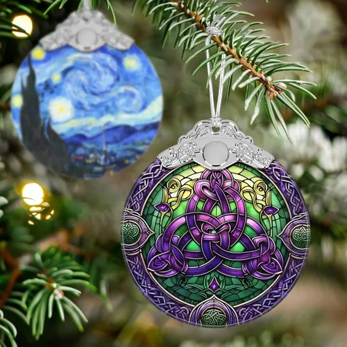 Miniatura 4 de Adorno de Nudo Celta de Vidrio Manchado - Adorno Navideño - Adornos Navideños para Árbol - Ideas de Regalo de Vacaciones - Intercambio de Regalos