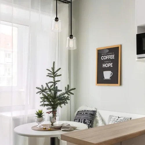 Miniatura 9 de VILUXY Lámpara Colgante de Vidrio Vintage, Iluminación Colgante Individual, Negro con Pantalla de Vidrio Transparente Clásico para Casa de Campo