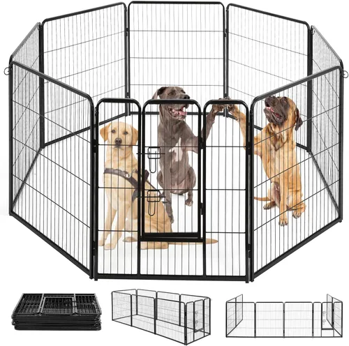 Miniatura 8 de BestPet Extensión de corral para perros 32 pulgadas, 2 paneles Corral resistente para mascotas con ejercicio de metal Paneles de cerca