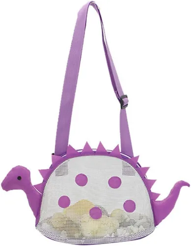 Auon Bolsa de playa de malla para juguete de playa, bolsa de conchas para niños, bolsa de juguete de arena de dinosaurio para sostener conchas,