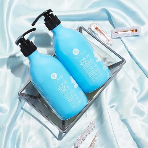 Miniatura 9 de L LUSETA Champú y acondicionador de leche de coco, nutritivo e hidratante para el cabello, sin sulfatos ni parabenos, queratina y seguro