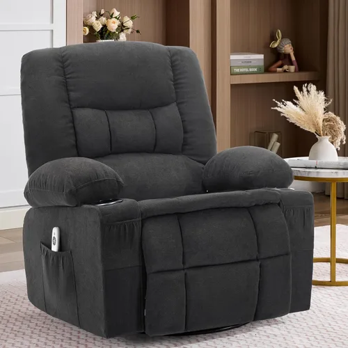 Miniatura 18 de Rocker Recliner Chair with Massage and Heat, Nursery Rocking Chairs for Living Room, Ergonomic Comfy Relining Chair with Cup Holders, USB Charge