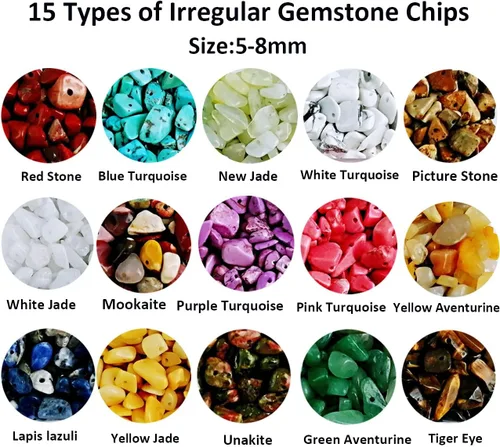Miniatura 2 de Cuentas de piedras preciosas naturales de forma irregular, chips de piedra de cristal, energía curativa para la fabricación de joyas (15-1)