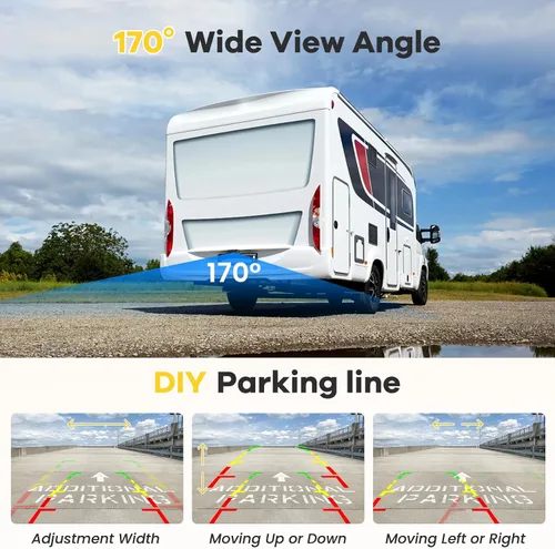 Miniatura 5 de Kit de cámara de respaldo inalámbrica y monitor Hikity, cámara de visión trasera de 4.3 pulgadas, impermeable IP68, visión nocturna, pantalla