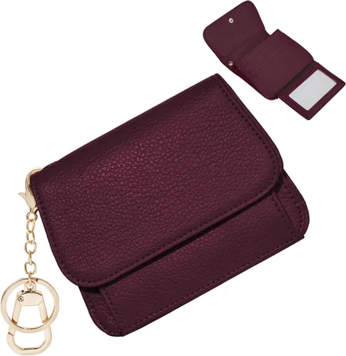 Miniatura 8 de Cartera pequeña para mujer, con bloqueo RFID, delgada y bolsillo para monedas, tarjetero plegable para tarjetas de crédito con ventana