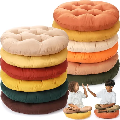 Miniatura 9 de Fumete 12 cojines de suelo de 16 x 16 pulgadas, cojines redondos de color para sillas de suelo de lectura, para niños y adultos, suministros