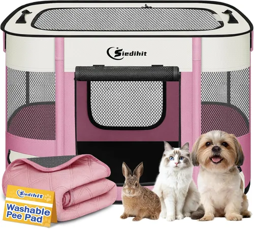 Miniatura 24 de Corralito para perros, gatos y mascotas, corralito portátil para perros en interiores y exteriores, viajes, camping, carpa jaula plegable para Gris