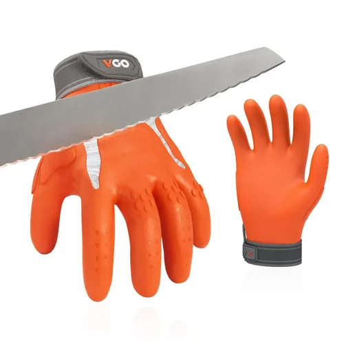 Miniatura 8 de Vgo... NGG X1 - Guantes de trabajo de seguridad sin costuras, resistentes a cortes, forro anticorte HPPE, nivel EN388 C, nivel ANSI A3, guantes
