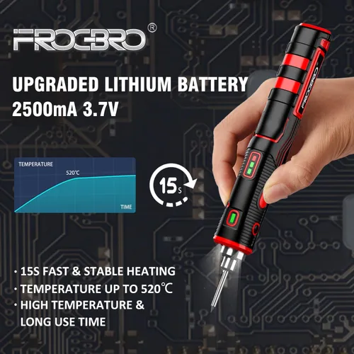 Miniatura 4 de Kit de soldador inalámbrico de 11 W, 2500 mAh, actualización máxima de 968 ℉ de calentamiento rápido, portátil, recargable, por USB, de alta