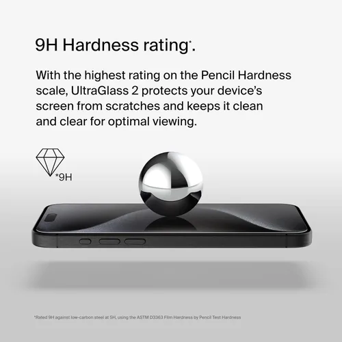 Miniatura 4 de Belkin ScreenForce UltraGlass 2 - Protector de pantalla para iPhone 15 Pro Max, resistente a los arañazos, vidrio probado con dureza 9H con diseño