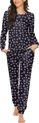 Miniatura 189 de Ekouaer Conjunto de pijama de manga larga para mujer, ropa de dormir suave con cuello redondo y bolsillos