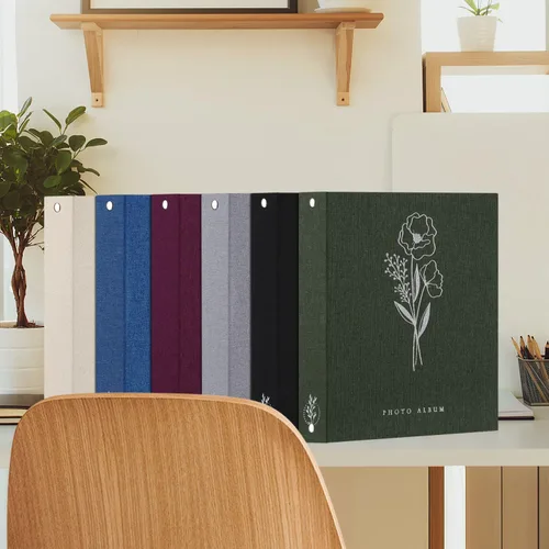 Miniatura 7 de Lanpn Álbum de fotos de 8 x 10 pulgadas, tapa dura de lino, sin ácidos, bolsillo de carga superior, libro de fotos con mangas que tiene capacidad
