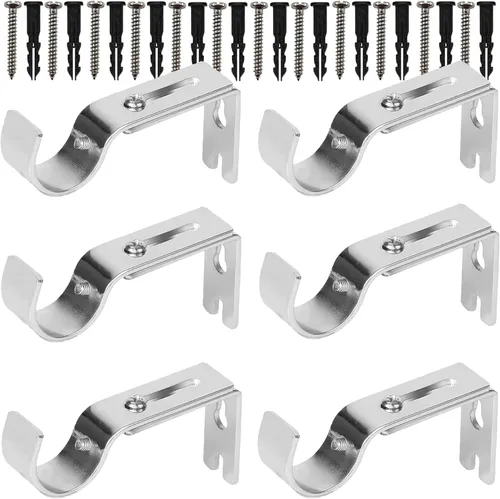 Miniatura 12 de Soportes de barra de cortina de alta calidad, paquete de 2 soportes de pared ajustables, soportes para barra de cortina para barra de 1 pulgada Negro