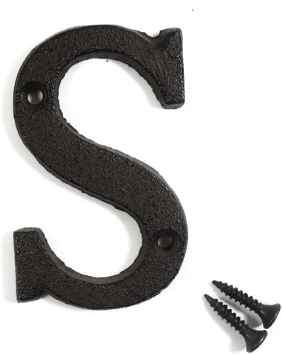 Letras del abecedario de 3" en metal de hierro fundido decorativas, estilo clásico, para colgar letreros de pared, dirección, nombre, letrero con la