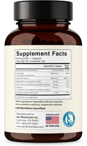 Miniatura 6 de Zinc 30mg con cobre, selenio y vitamina D3 60 cápsulas Magnesio, vitamina B6, complejo de biotina Suplementos de zinc quelado absorbible