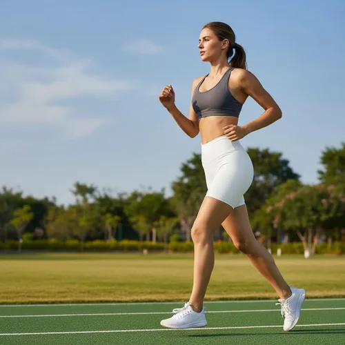 Miniatura 5 de Pantalones cortos de ciclismo de cintura alta para mujer, 5 pulgadas, control de abdomen, atléticos, correr, gimnasio, yoga, pantalones cortos