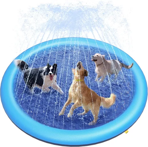 Miniatura 15 de Peteast Alfombrilla de salpicaduras para perros y niños – Piscina antideslizante para perros grandes, 0.023 in de grosor, duradera alfombra de juego