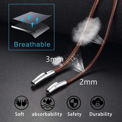 Miniatura 3 de U7 - Collar de cordón de cuero negro y marrón de 2mm 3mm con cierre de acero inoxidable personalizable, cadena de cuerda de cera tejida