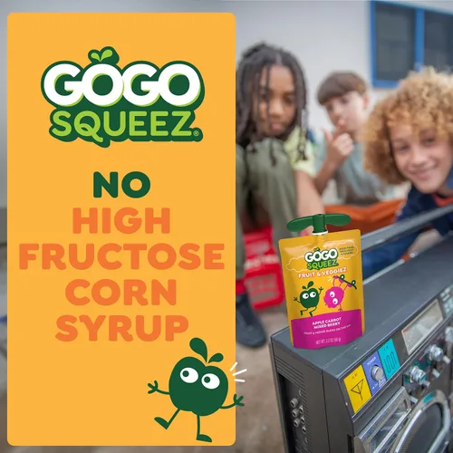 Miniatura 8 de GoGo squeeZ Fruit & veggieZ Paquete variado de puré de manzana y verduras, Pedal Peach y Boulder Berry, 3.2 onzas (paquete de 20), aperitivos sin