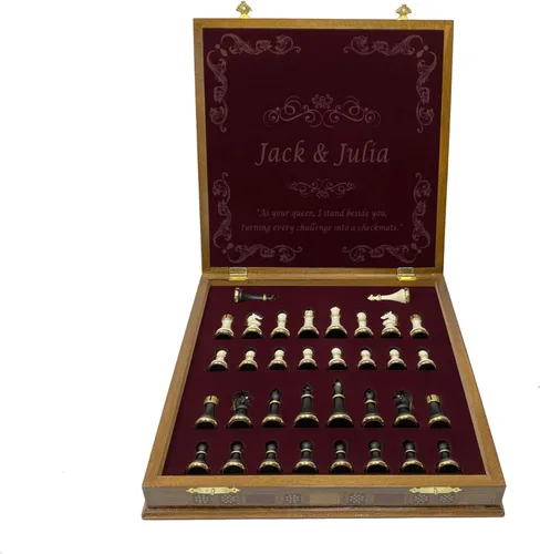 Miniatura 2 de Antochia Crafts Juego de ajedrez grande de 16.5 pulgadas - Piezas de ajedrez de lujo con 2 reinas adicionales y tablero de ajedrez de madera